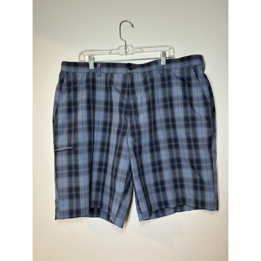 Grand Slam Mens Blue Plaid‎ Flat Front Golf Shorts Size 42 Polyester